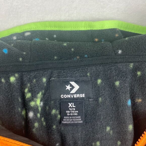 Converse Fleece Sweater Boys Youth Extra Large Black Pockets Hoodie Sweatshirt - Picture 7 of 8